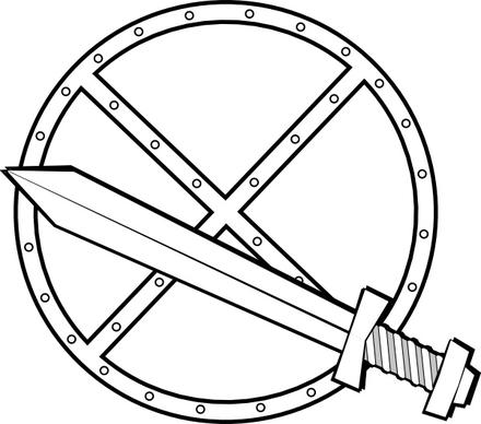 Jonadab Round Sword And Shield clip art