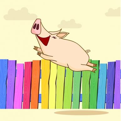 joyful pig painting colorful cartoon designhttpeditorabsfreepiccom