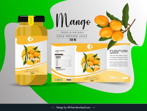 juice bottle packaging template fruit mango branch decor