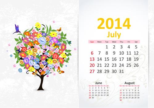 july14 calendar vector