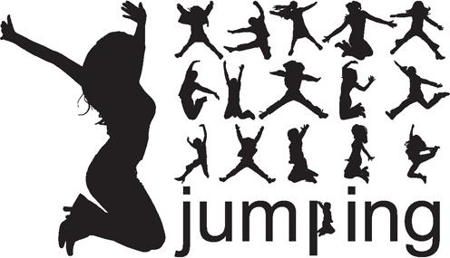 jumping people silhouettes vector