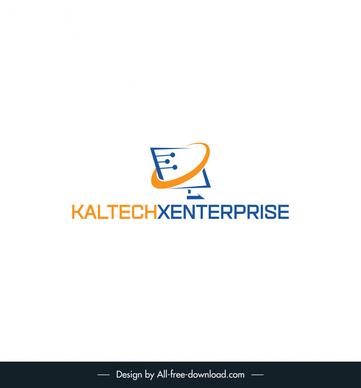 kaltechxenterprise deals with computer repair website management and cyber services logo template texts curve square frame sketch