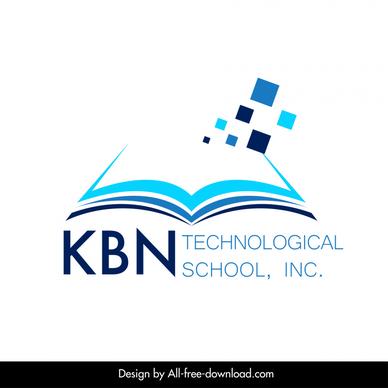 kbn technological school logotype open book texts decor
