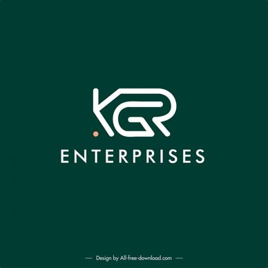 kgr enterprises logotype elegant flat stylized texts design 