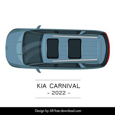 kia carnival 2022 car model advertising template flat modern symmetric top view sketch