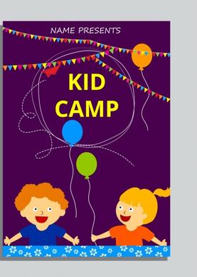 kid camp advertising children icons colorful decoration