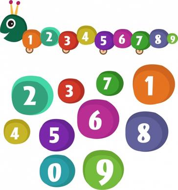 kid education background worm icon colorful numbering circles decor