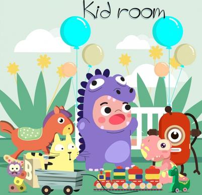kid room advertising background child toy icons decor