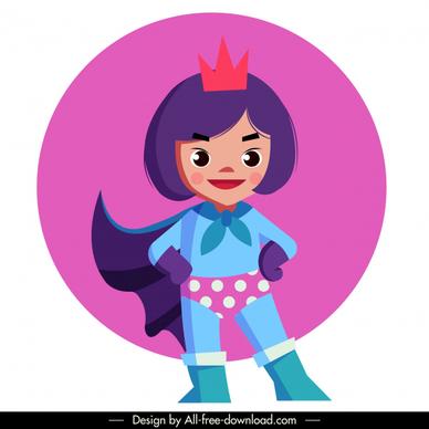 kid superwoman icon cute cartoon character