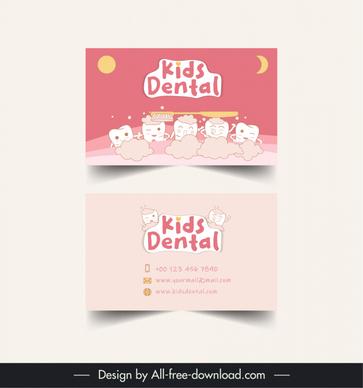 kids dental business card template cute dynamic stylized teeth 