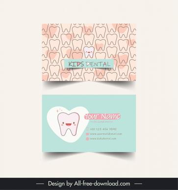 kids dental business card template cute stylized tooth handdrawn