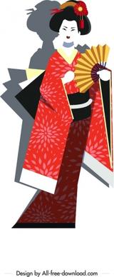 kimono girl painting colorful classical design cartoon character