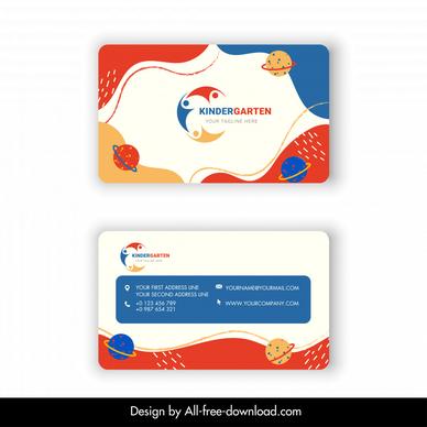 kindergarten business card template dynamic classical planets
