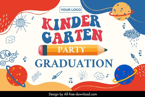 kindergarten graduation backdrop template flat classic handdrawn