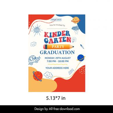 kindergarten graduation invitation template dynamic handdrawn classic