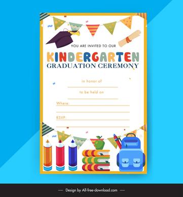 kindergarten graduation party invitation card template elegant design 