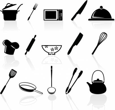 Kitchen utensil icons set