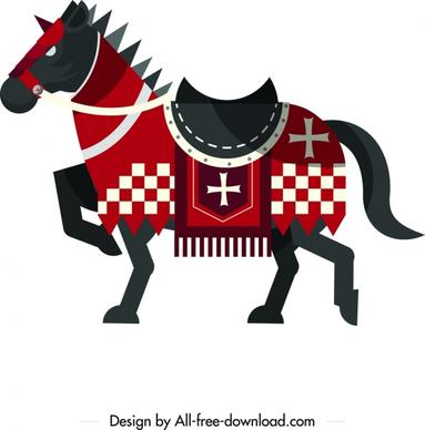 knight horse icon vintage colored flat design