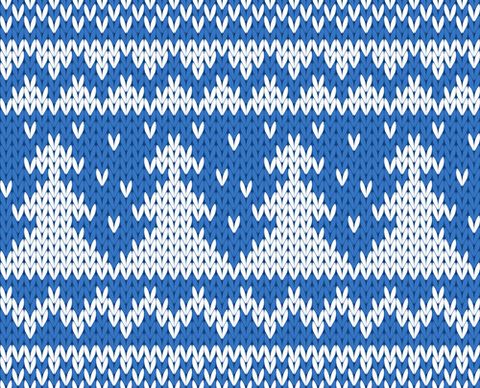 knitted fabric christmas pattern vector set