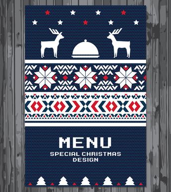 knitted pattern christmas menu cover vector