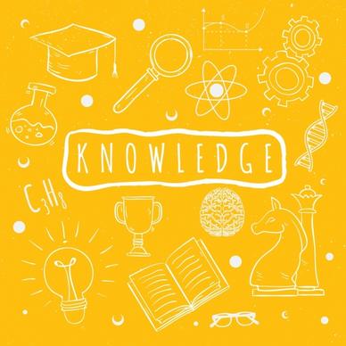knowledge background yellow design handdrawn education icons