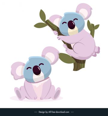 koala icons cute cartoon sketch 