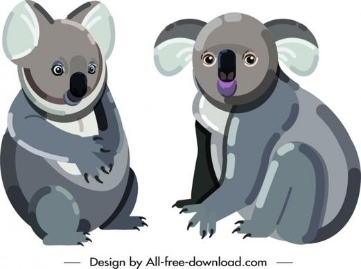 koala wild animal icons cute cartoon sketch