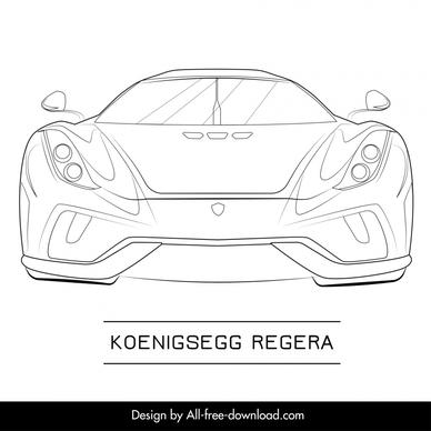 koenigsegg regera car model advertising template flat black white symmetric front view outline