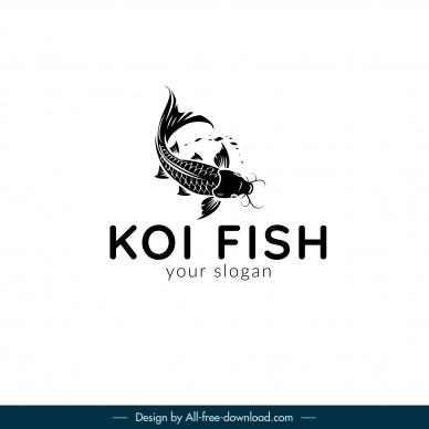 koi fish logo design elements dynamic dark handdrawn