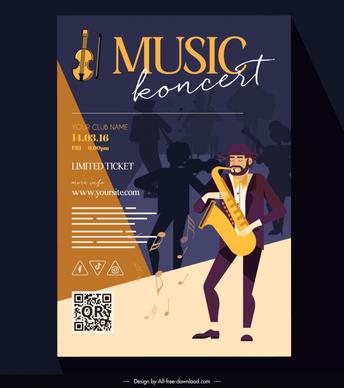 koncert poster template contrast cartoon characters