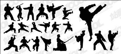 Kung Fu Action Silhouette Vector