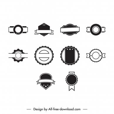 label icon sets flat classical black white outline