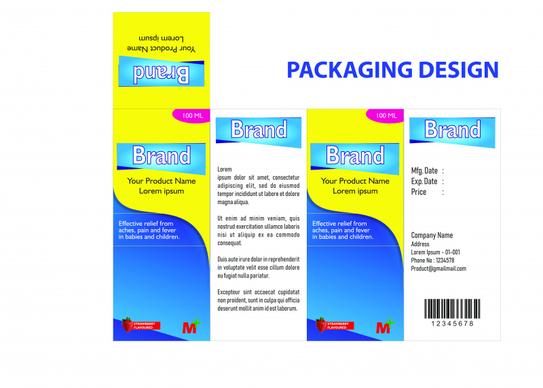 label pack for medicinal syrup suspension template modern flat vertical design 