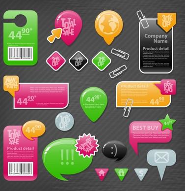 sale tags templates shiny modern colored flat shapes