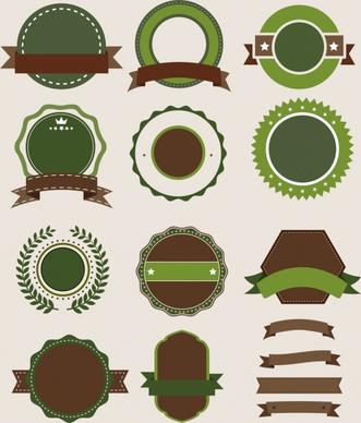 labels template collection circle ribbon polygon decor