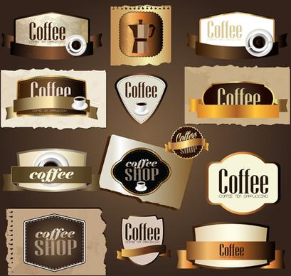 labels with cards for coffee vector