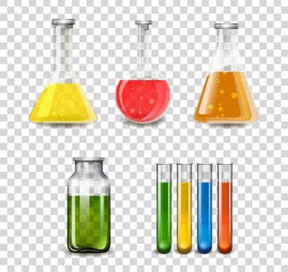 laboratory glassware tools icons multicolored flat design