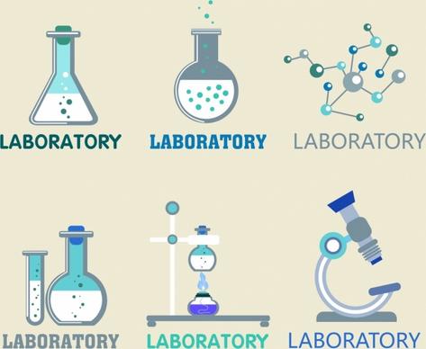 laboratory logotypes glassware molecule microscope icons