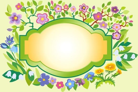 decorative flowers frame template shiny colorful flat