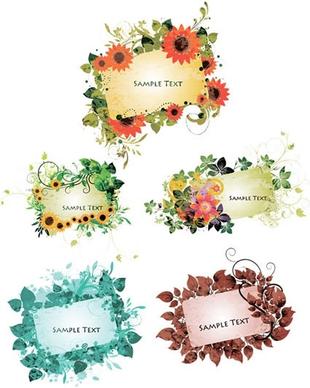 natural frames templates colorful flowers leaves decor