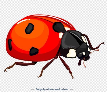 ladybug insect icon black red 3d design