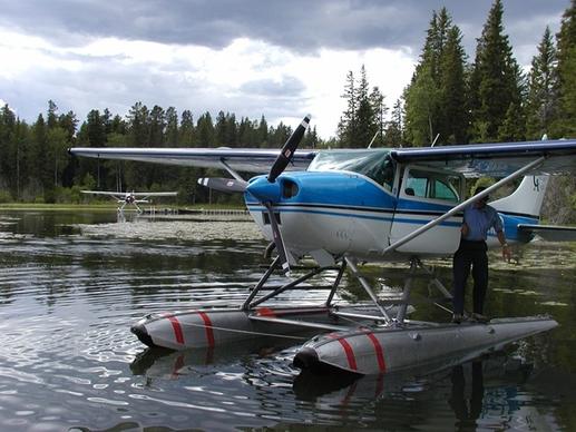 lake float plane flying