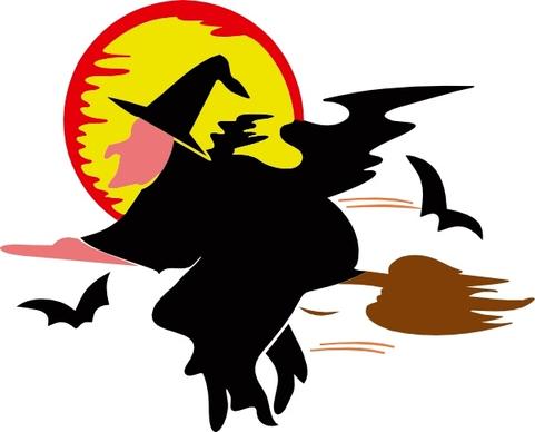 Lakeside Witch Over Harvest Moon clip art