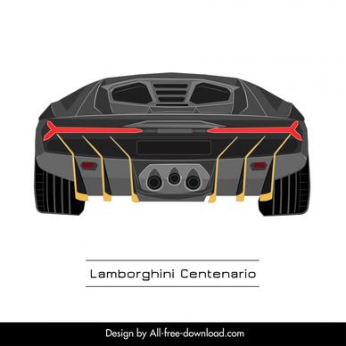 lamborghini centenario car model advertising template modern symmetric rear view sketch