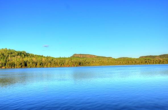 landscape on the opposite shore at lake nipigon ontario canada