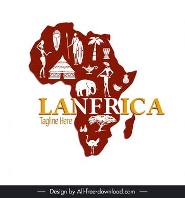 lanfricaicon logotype african map symbols silhouette sketch