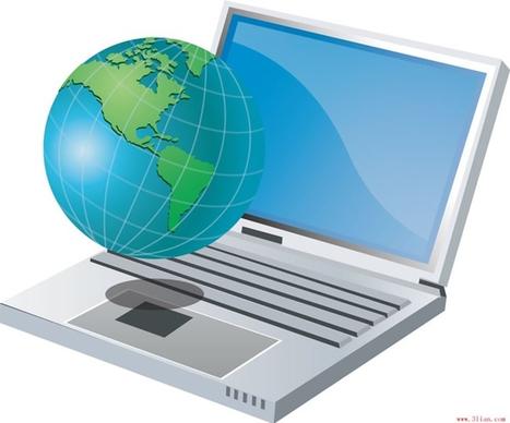 laptop and globes vector