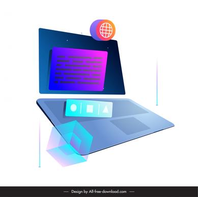  laptop business financial design elements elegant 3d sketch