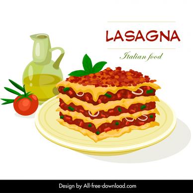 lasagna italian food advertising banner elegant food olive oil tomato design 