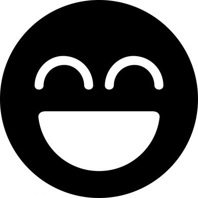 laugh beam emoticon flat contract black white symmetric circle sketch